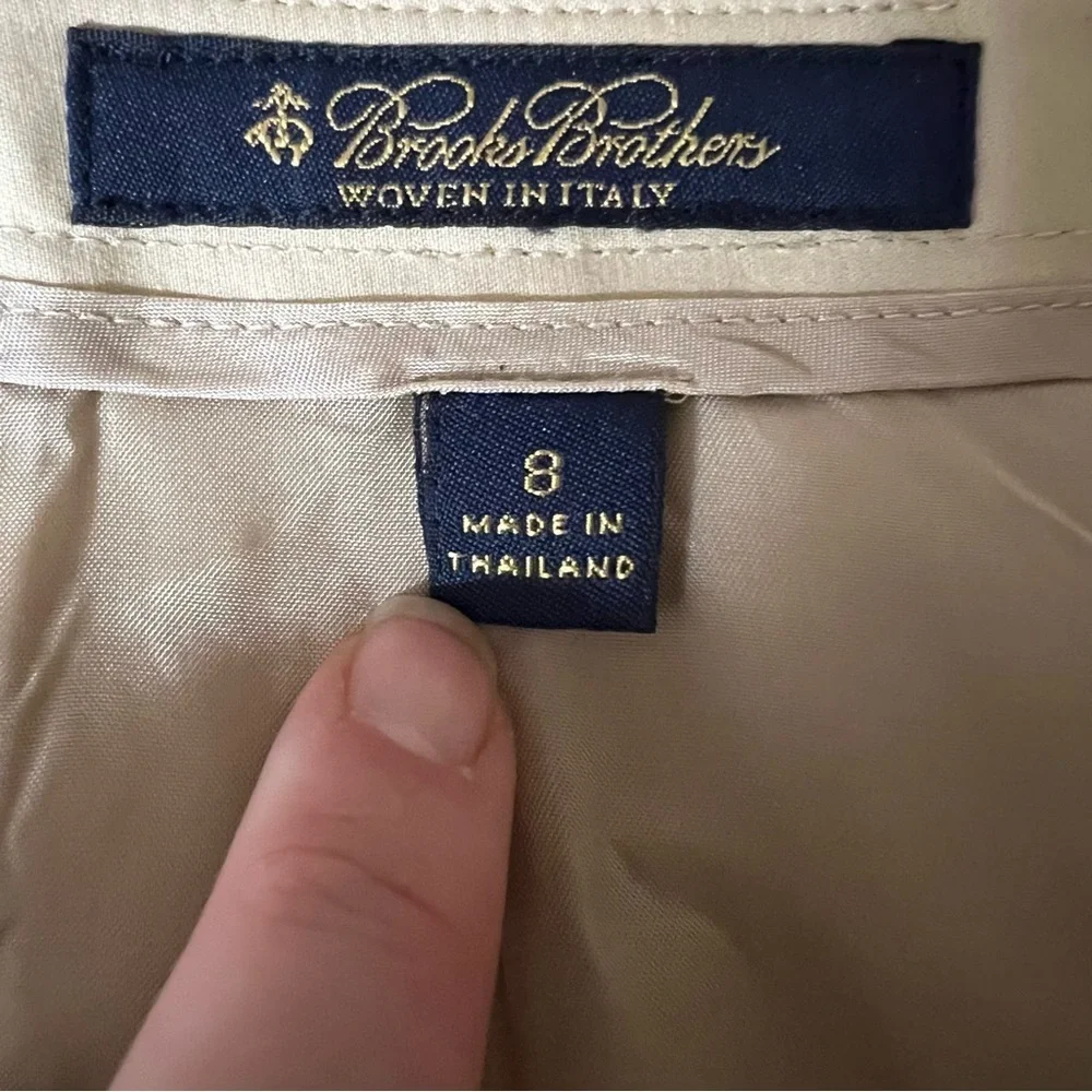 Brooks Brothers Cream Pencil Skirt Size 8 Woven in Italy Classic Tailored Khaki